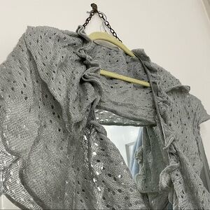 90 inch length Silver grey gray knit scarf ruffle shall wrap